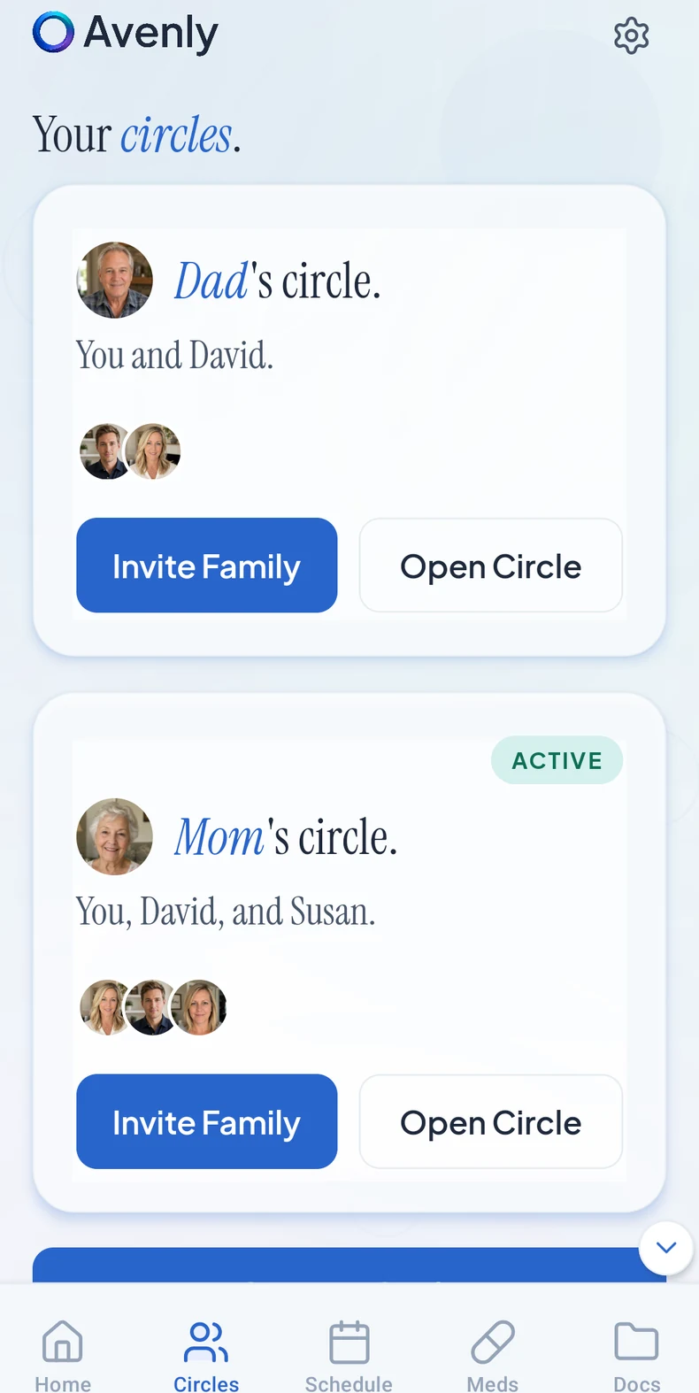 Avenly family circles screen